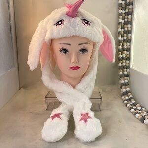Moving Unicorn Hats Animal Head Hat Cartoon Ears Headwear white color one size